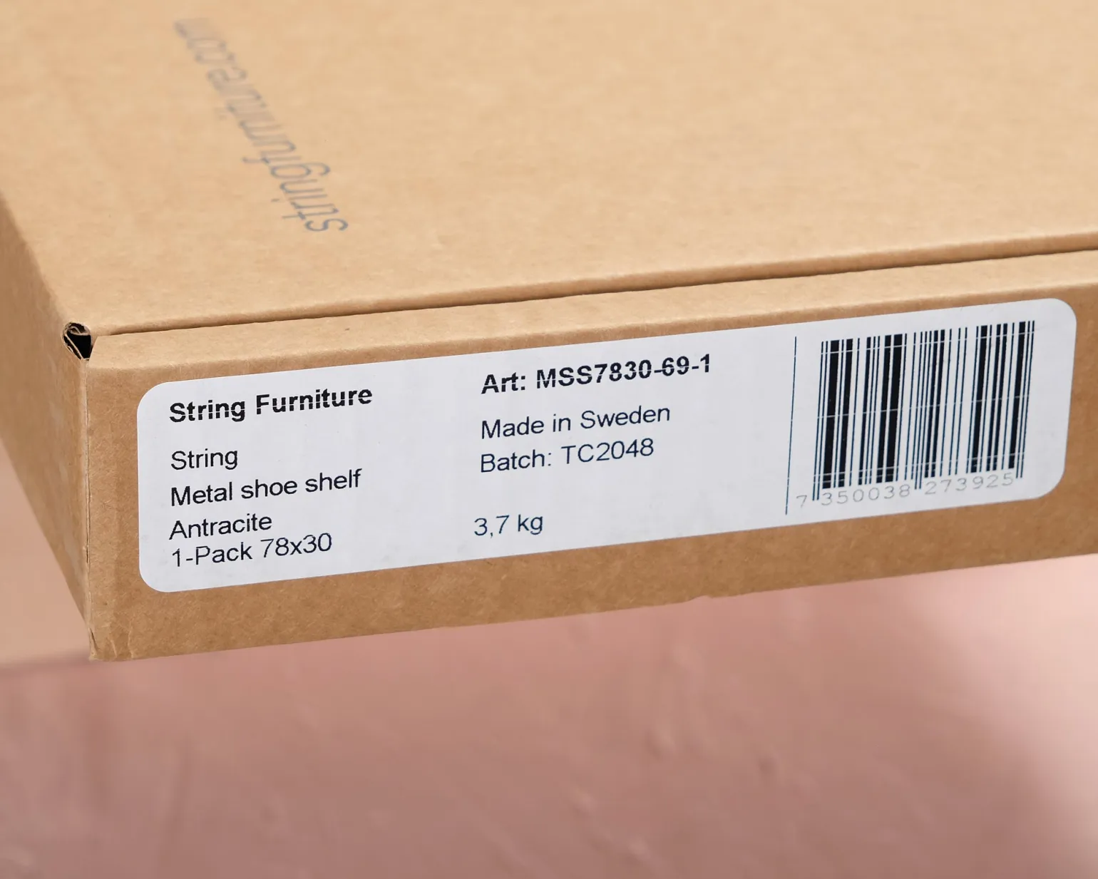 String Systems skohylla 78 x 30cm antracit