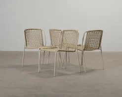 Trädgårdsstol beige, set om 4