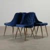 Velvet Deluxe matstol blå / guld, set om 2