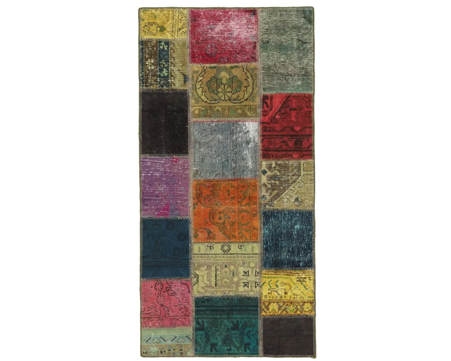 Vintage Patchwork orientalisk matta 75 x 151 cm
